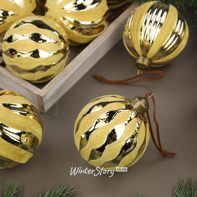 Елочные шары Marbre Gold 8 см, 11 шт, стекло, уцененные Winter Deco