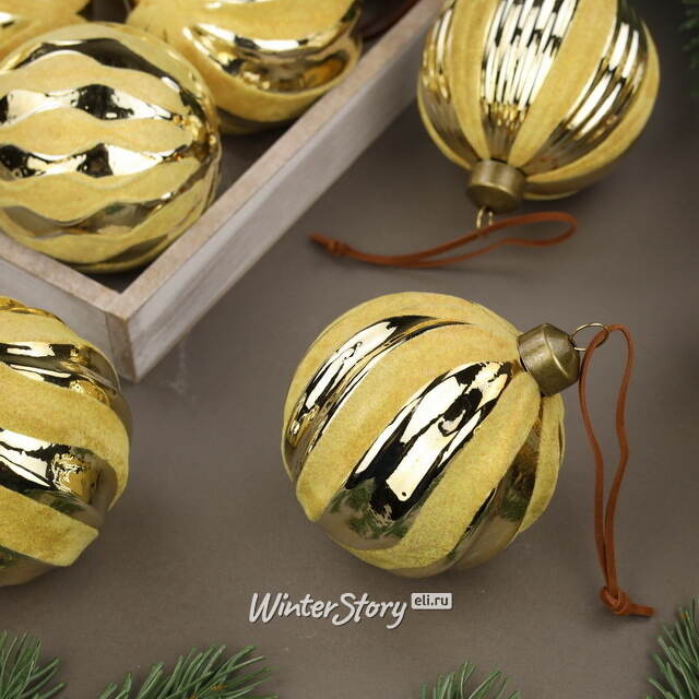 Елочные шары Marbre Gold 8 см, 11 шт, стекло, уцененные Winter Deco