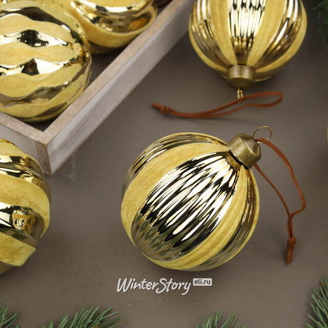 Елочные шары Marbre Gold 8 см, 11 шт, стекло, уцененные Winter Deco