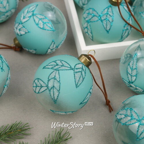 Набор стеклянных шаров Feuilles de Tiffany 8 см, 12 шт Winter Deco