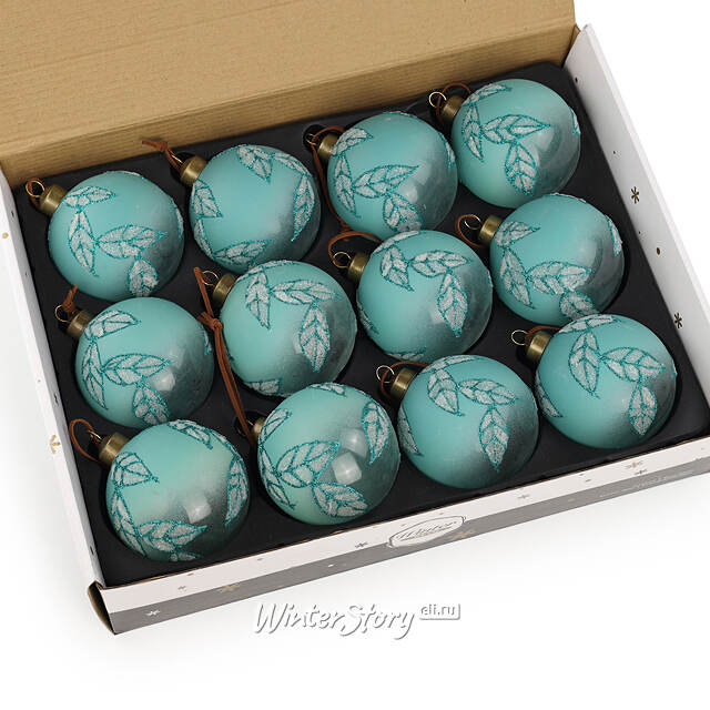 Елочные шары Feuilles de Tiffany 8 см, 11 шт, стекло, уцененные Winter Deco