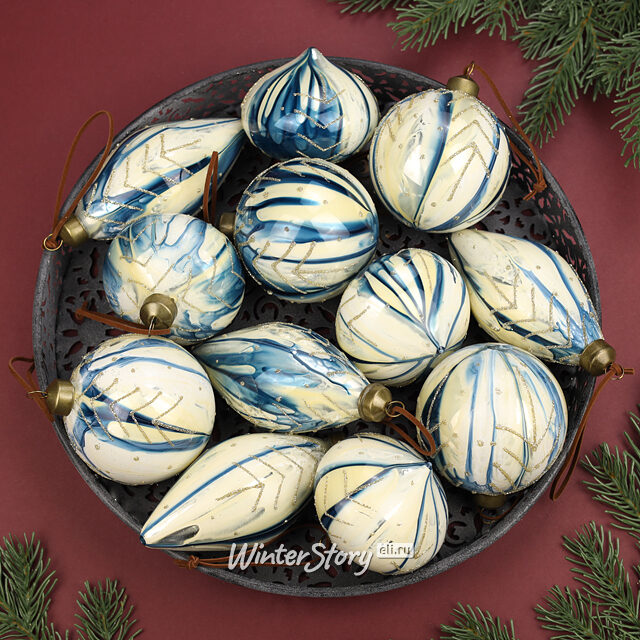 Елочные шары Misterio Mirra 8-12 см, 10 шт, стекло, уцененные Winter Deco