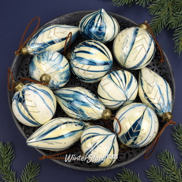 Елочные шары Misterio Mirra 8-12 см, 10 шт, стекло, уцененные Winter Deco