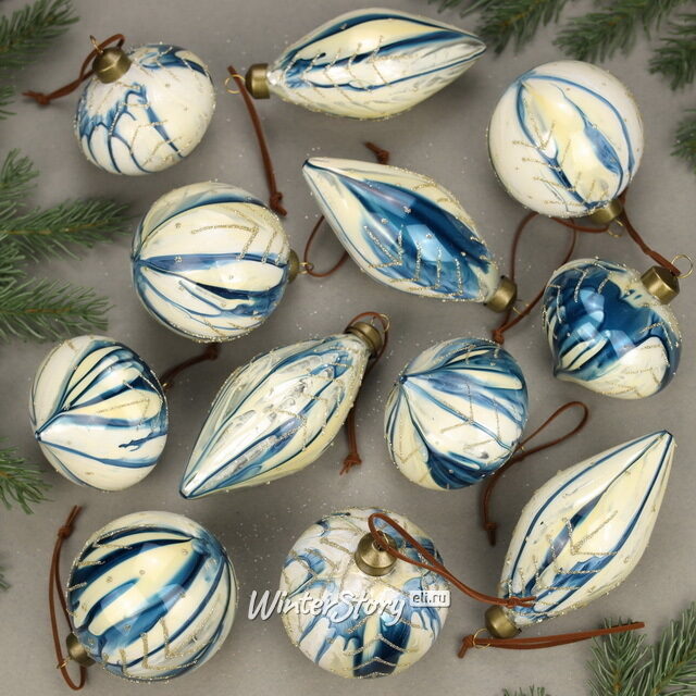 Елочные шары Misterio Mirra 8-12 см, 10 шт, стекло, уцененные Winter Deco