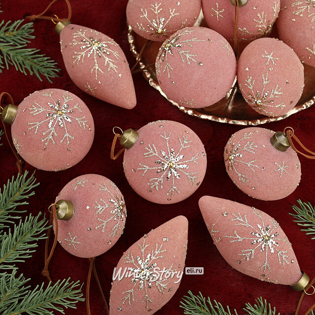 Елочные шары Fiocchi Velluto 8-12 см, 12 шт, стекло Winter Deco