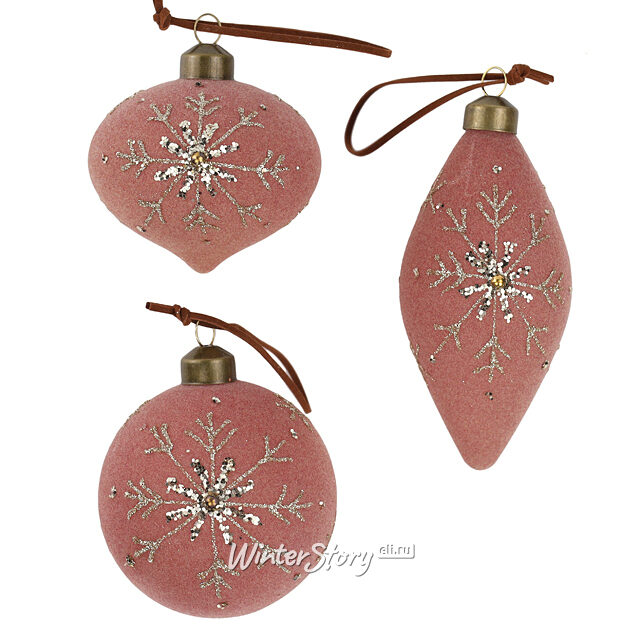 Елочные шары Fiocchi Velluto 8-12 см, 12 шт, стекло Winter Deco