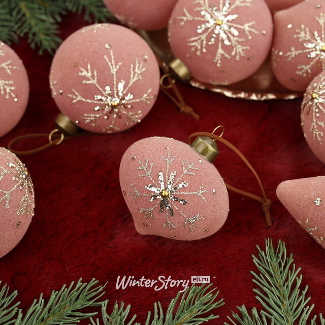 Елочные шары Fiocchi Velluto 8-12 см, 12 шт, стекло Winter Deco
