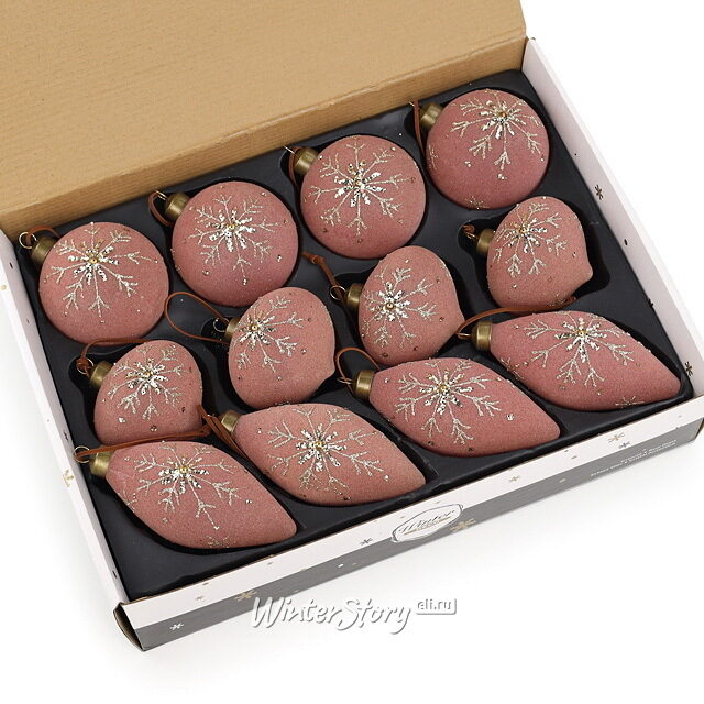 Елочные шары Fiocchi Velluto 8-12 см, 12 шт, стекло Winter Deco