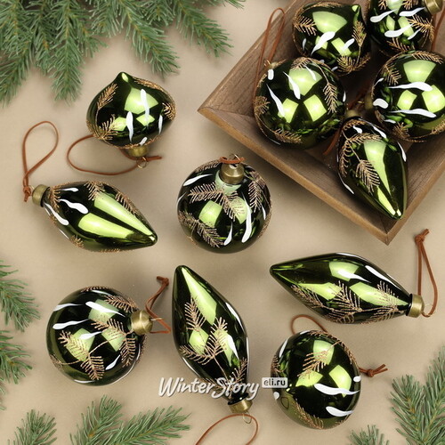 Набор стеклянных шаров Olive Ramo 8-12 см, 12 шт Winter Deco