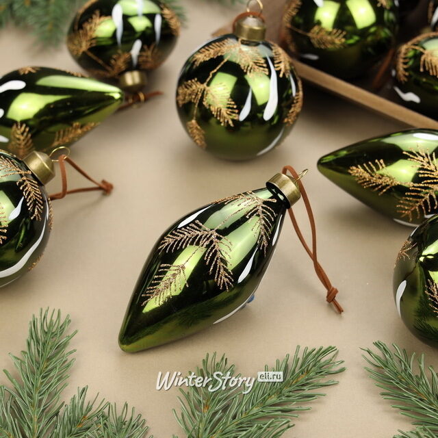 Елочные шары Olive Ramo 8-12 см, 12 шт, стекло Winter Deco