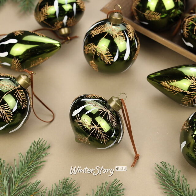 Елочные шары Olive Ramo 8-12 см, 12 шт, стекло Winter Deco