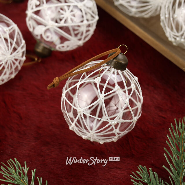Елочные шары Weisse Wolke 8 см, 10 шт, стекло, уцененные Winter Deco