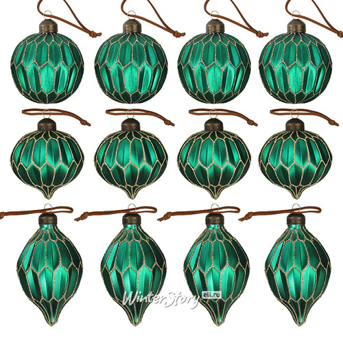 Набор стеклянных шаров Felicita Verde 8-11 см, 12 шт Winter Deco