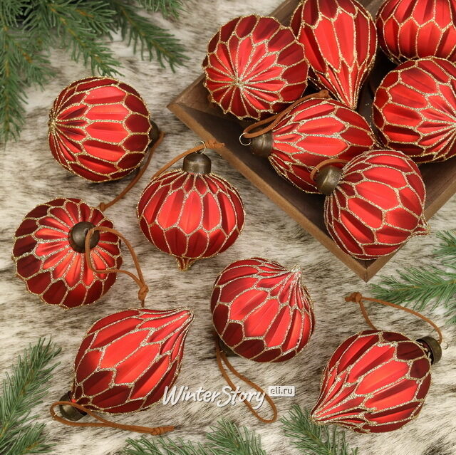 Елочные шары Felicita Rossa 8-11 см, 11 шт, стекло, уцененные Winter Deco