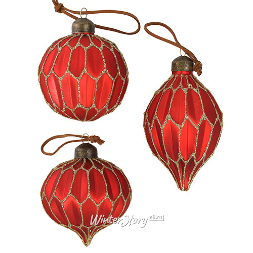 Набор стеклянных шаров Felicita Rossa 8-11 см, 12 шт Winter Deco