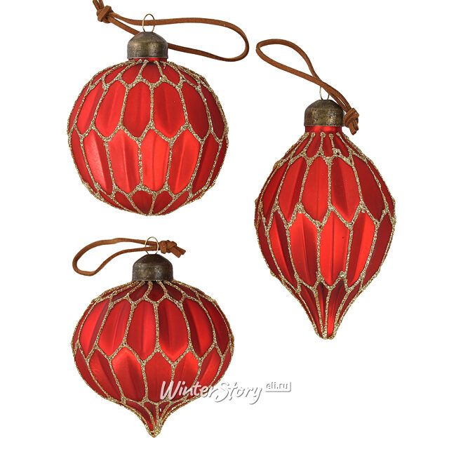 Елочные шары Felicita Rossa 8-11 см, 11 шт, стекло, уцененные Winter Deco