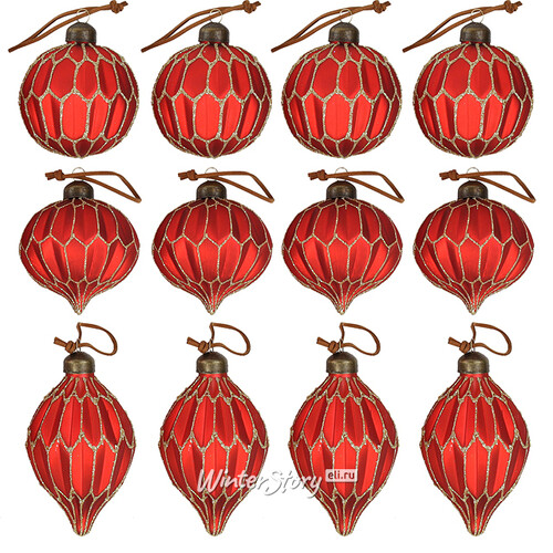 Набор стеклянных шаров Felicita Rossa 8-11 см, 12 шт Winter Deco