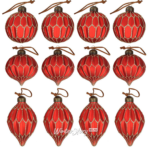 Елочные шары Felicita Rossa 8-11 см, 11 шт, стекло, уцененные Winter Deco