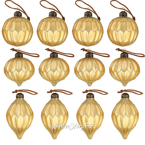 Набор стеклянных шаров Felicita Solare 8-11 см, 12 шт Winter Deco