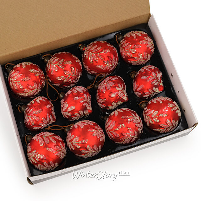 Елочные шары Ludovica Rouge 10 см, 10 шт, стекло, уцененные Winter Deco