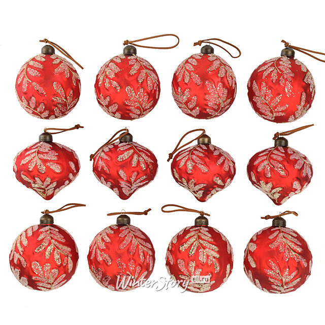 Елочные шары Ludovica Rouge 10 см, 10 шт, стекло, уцененные Winter Deco