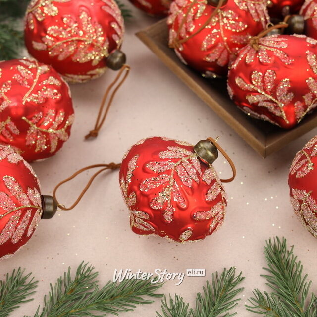 Елочные шары Ludovica Rouge 10 см, 10 шт, стекло, уцененные Winter Deco