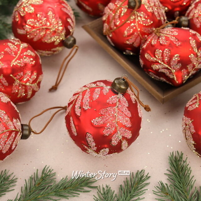 Елочные шары Ludovica Rouge 10 см, 10 шт, стекло, уцененные Winter Deco