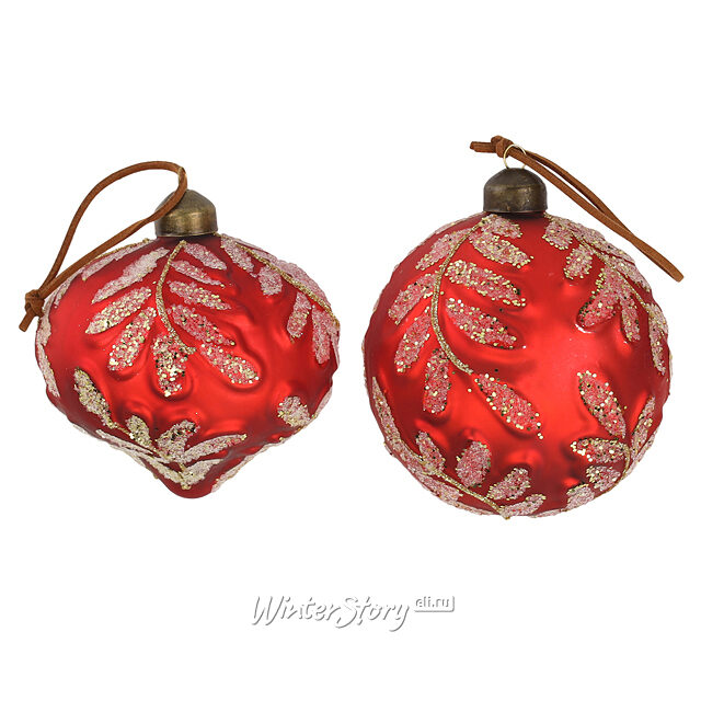 Елочные шары Ludovica Rouge 10 см, 10 шт, стекло, уцененные Winter Deco