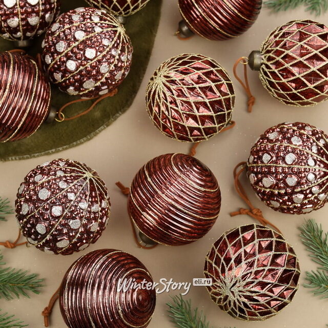 Елочные шары Монморанси 10 см, 12 шт, стекло Winter Deco