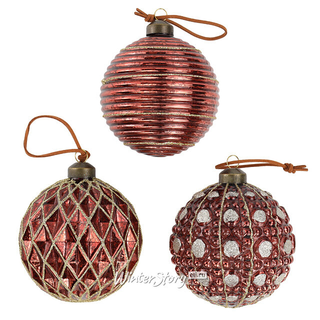 Елочные шары Монморанси 10 см, 12 шт, стекло Winter Deco