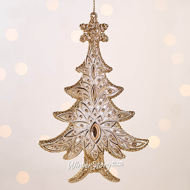 Елочная игрушка В Лесу Родилась Елочка 16 см золотая, подвеска Forest Market