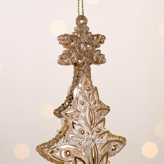 Елочная игрушка В Лесу Родилась Елочка 16 см золотая, подвеска Forest Market