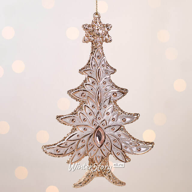 Елочная игрушка В Лесу Родилась Елочка 16 см розовое золото, подвеска Forest Market