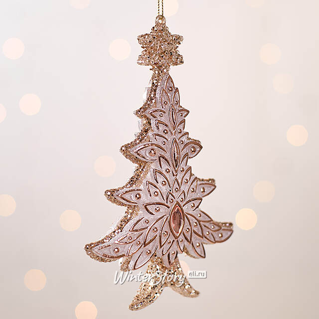 Елочная игрушка В Лесу Родилась Елочка 16 см розовое золото, подвеска Forest Market