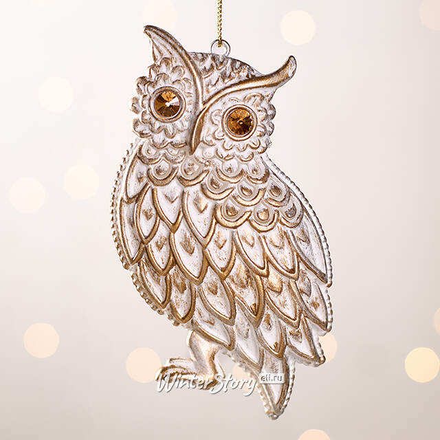 Елочная игрушка Мудрая Сова 13 см белая, подвеска Forest Market