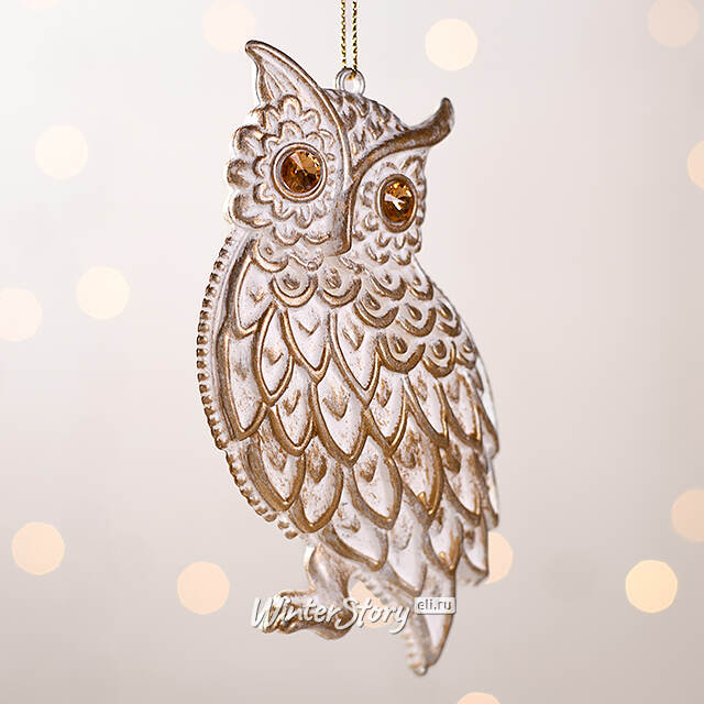 Елочная игрушка Мудрая Сова 13 см белая, подвеска Forest Market