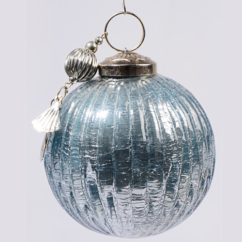 Винтажный шар Лунная Долина, 7.5 см, небесно-голубой, стекло Kaemingk