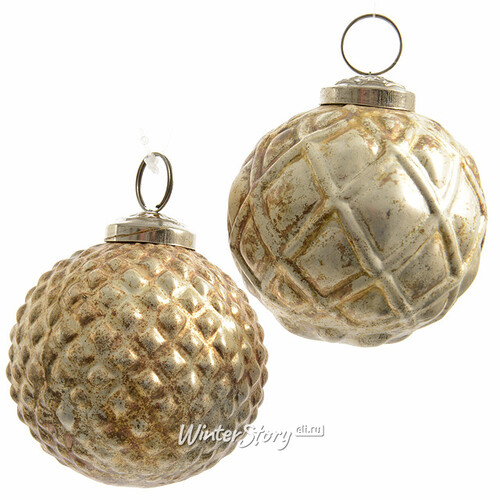 Винтажный шар Драгоценный подарок 7.5 см, золото, стекло Kaemingk
