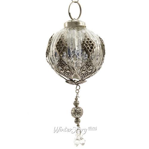 Винтажный шар Серебряный Звон 5 см, стекло Kaemingk