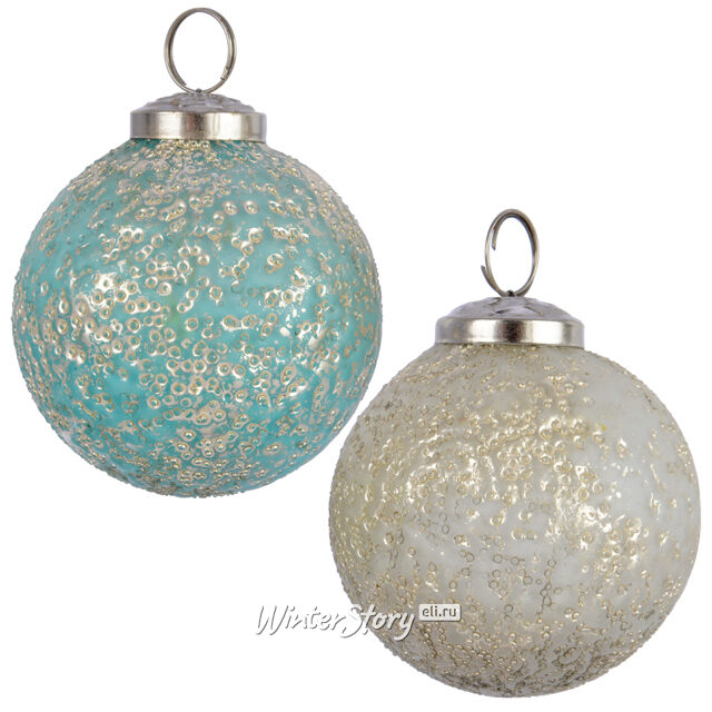 Набор винтажных елочных шаров Тающий Лед 8 см, 12 шт, стекло Kaemingk