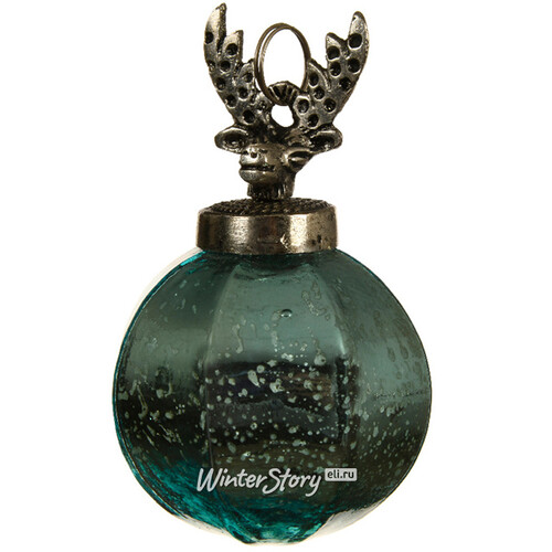 Винтажный елочный шар Дирбрунн 12*7.5 см аквамариновый, стекло Kaemingk
