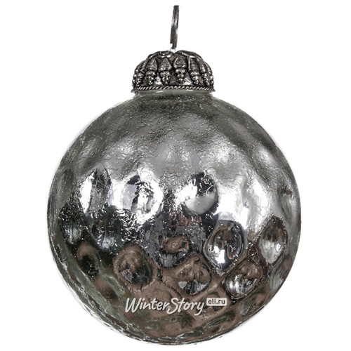 Винтажный елочный шар Квинто 10 см серебряный, стекло Kaemingk