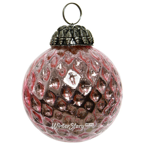 Винтажный елочный шар Квинто 10 см розовый, стекло Kaemingk
