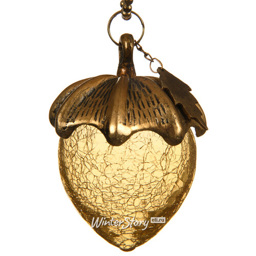 Винтажная елочная игрушка Желудь Огюстен 11 см золотой, стекло, подвеска Kaemingk