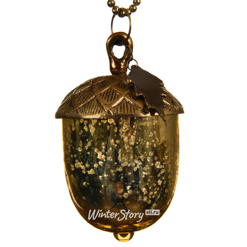 Винтажная елочная игрушка Желудь Теодоро 11 см золотой, стекло, подвеска Kaemingk