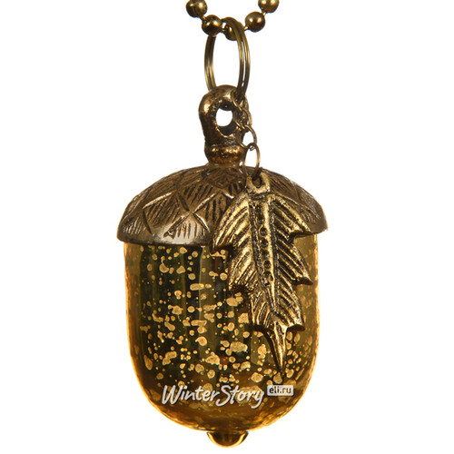 Винтажная елочная игрушка Желудь Теодоро 8 см золотой, стекло, подвеска Kaemingk
