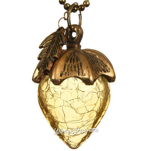 Винтажная елочная игрушка Желудь Огюстен 8 см золотой, стекло, подвеска Kaemingk