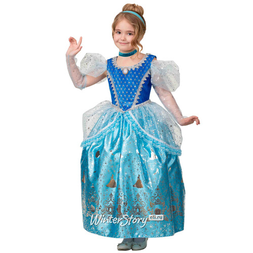 Карнавальный костюм Принцесса Золушка в голубом платье, рост 110 см Батик