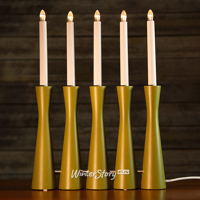 Светильник-горка Midja 40*30 см оливковый, 5 светодиодных свечей Star Trading