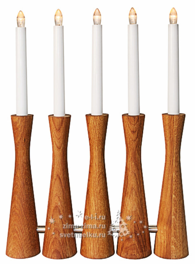 Подсвечник Midja, 40*30 см, 5 светодиодных свечей, светлое дерево Star Trading